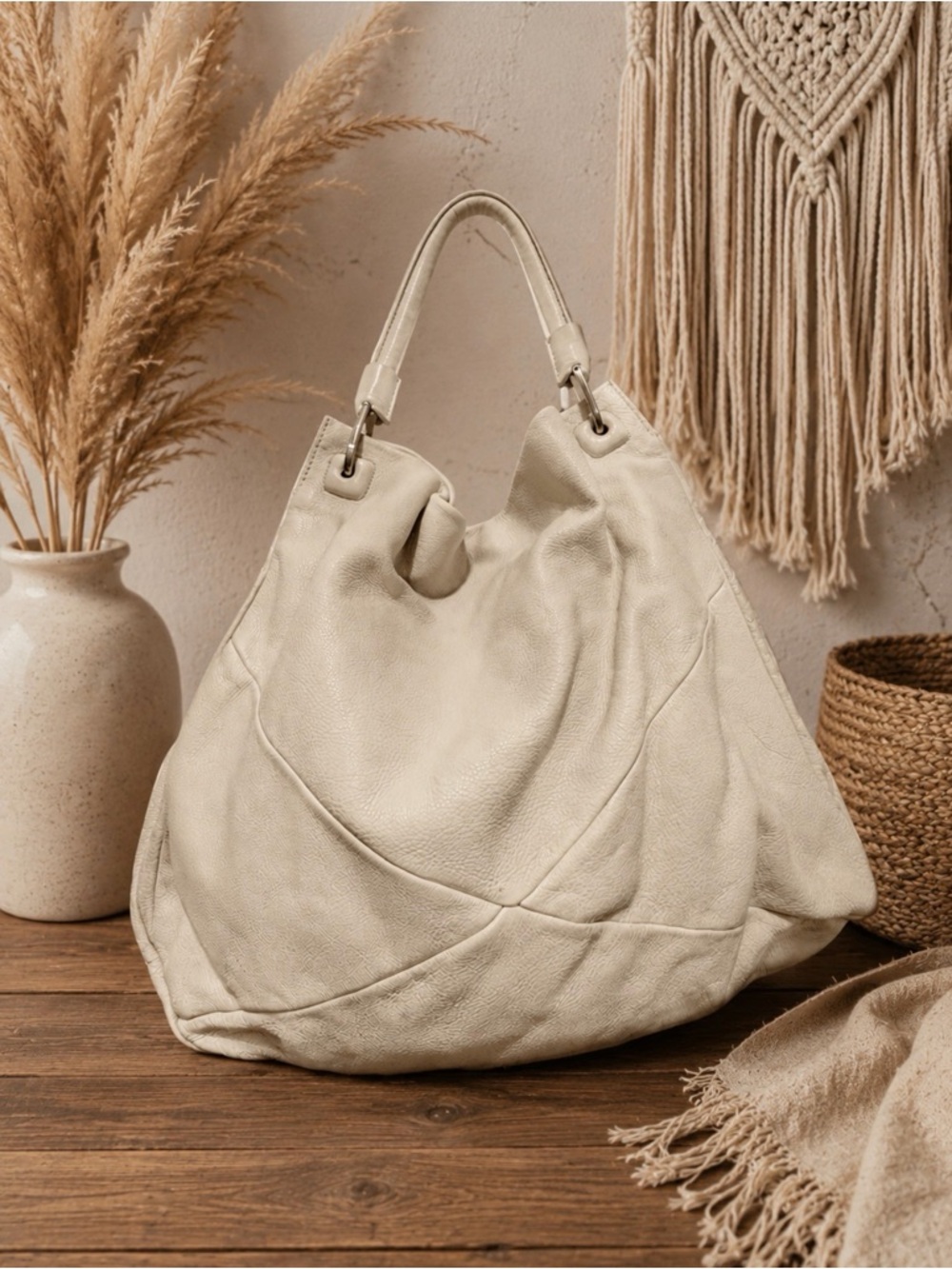 Kenneth Cole Soft Cream Hobo Shoulder Bag
